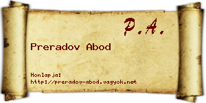 Preradov Abod névjegykártya